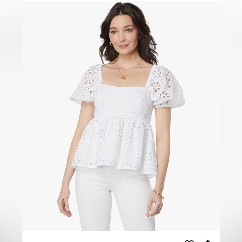 NWOT Lilly Pulitzer Kay White Eyelet Top Size 10